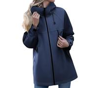 Waterproof Raincoat Women Womens Raincoats Waterproof with Hood Oversize Solid Long Coat Loose Drawstring Full-Zip Hooded Casual Outdoor Raincoat with Ponchos for Women
