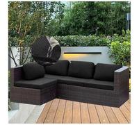 Waterproof Rattan Cushion Covers - Stretch Fit Seat Covers for 1/2/3 Seat Garden Furniture Perfect Replacement for Patio Balcony & Indoor Chairs (Black 2 Seater)