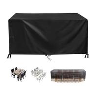 Waterproof Rattan Garden for Rectangular Table Sets 320x320x94cm 420D Oxford Windproof & Anti UV Black(Black,360x160x85cm(LxBxH))