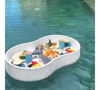Waterproof Rattan Poolside Floating Tray - Perfect for Relaxation & Entertainment by the Pool Ideal for Drinks & Snacks Durable Design for Outdoor Use