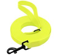 Waterproof Recall Lead for Dogs, 3 m/5 m/10 m/15 m, Tear-Resistant Dog Lead, Tear-Resistant Training Lead with Robust Carabiner for Large to Small Dogs (Neon Yellow, 15 m)