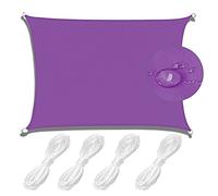 Waterproof Rectangle Shade Sail 4x8m with Ropes - UV Protection Weatherproof Tear-Resistant Polyester Canopy Outdoor Sun Shelter Purple Color Ideal for Gardens and Patios