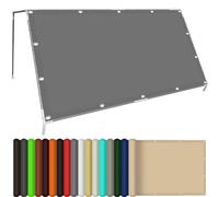 Waterproof Rectangle Sun Shade Sail 130 x 470 cm Rainproof & Wind Resistant Balcony Net with Grommets and Rope Outdoor Garden Patio Canopy in Light Grey