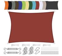 Waterproof Rectangle Sun Shade Sail 1x2.5m - UV Protection PES Polyester Canopy for Patio Balcony Garden with Accessories - Red Outdoor Sun Protection Cover