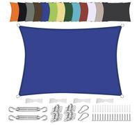 Waterproof Rectangle Sun Shade Sail 2.5x2.8m UV Protection PES Polyester Canopy with Accessories for Patio Balcony Garden - Blue Outdoor Weather Shield