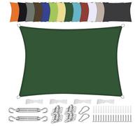 Waterproof Rectangle Sun Shade Sail 2x2.8m UV Protection PES Polyester Canopy with Accessories for Patio Balcony Garden - Green Weatherproof Sun Protection