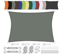 Waterproof Rectangle Sun Shade Sail 6x7m UV Protection PES Polyester Canopy with Accessories for Patio Balcony Garden - Gray Weatherproof Cover