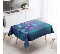 Waterproof Rectangle Tablecloth, Chickwin Psychedelic Butterfly Printing Home Decoration Stain Resistant Dust-Proof Reusable Polyester Table Cover for Party Dining Tables (Purple,140x260cm)