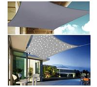 Waterproof Rectangular Awning with LED Lights Polyester Sun Shade for Garden Balcony Patio Grey 2 x 5m UV Protection & Outdoor Use