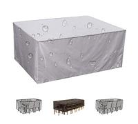 Waterproof Rectangular Garden Furniture Cover Heavy Duty 420D Oxford Windproof & Anti UV Outdoor Patio Set Cover for Rattan Table 230x165x80cm Silver