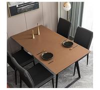 Waterproof Rectangular Leather Tablecloth 70x120cm - Washable, Stain-Resistant, Table Cover for Dining Tables & Outdoor Garden Use - Weatherproof Brown