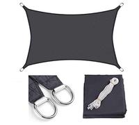Waterproof Rectangular Shade Sail - Oxford Polyester UV Resistant Windproof & Anti-Oxidation Outdoor Canopy for Patio Garden Umbrella (4x6m Black)