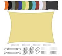 Waterproof Rectangular Sun Shade Sail 3.5x5m UV Protection PES Polyester Canopy with Accessories for Patio Balcony Garden - Beige Weatherproof Outdoor Cover