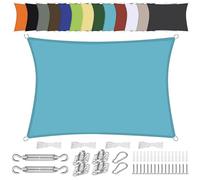 Waterproof Rectangular Sun Shade Sail 3x5.5m UV Protection PES Polyester with Accessories for Patio Balcony Garden - Blue Outdoor Canopy Screen