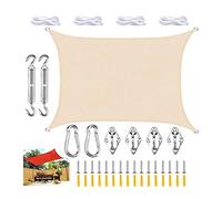 Waterproof Rectangular Sun Shade Sail 98% UV Protection Canopy for Garden Pergola Patio Lawn Party - Includes Rope for Easy Installation
