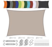Waterproof Rectangular Sunshade 2x3.8m UV Protection PES Polyester Canopy with Accessories for Patio Balcony Garden - Taupe Weatherproof Outdoor Shade
