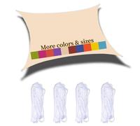Waterproof Recular Sun e Sail 2x 98% UV Block PES Polyester for Outdoor Garden Patio Yard Par - Includes Free Ropes Cream Color