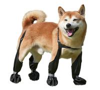 Waterproof Reflective Dog Boot Leggings with Anti-Slip Soles, Adjustable Suspender Dog Booties for Snowy Trails, Durable Outdoor Paws Protector for Walking and Hiking(Black,XL)