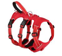 Waterproof Reflective Dog Hiking Safety Buckle Nylon Harness With Control Handle For Pitbull Bulldog Labrador,Red,M