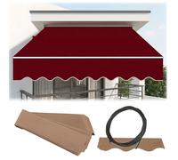 Waterproof Replacement Canopy Awning Cover with Scalloped Edge Valance Striped Sunshade Fabric for Commercial Shop Front & Residential Balcony -& Stylish (Fabric Only)