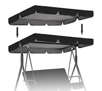 Waterproof Replacement Canopy for Hollywood Swing - UV-Protected 210D Oxford Fabric Fits 2/3-Seater Garden Swing - Size: 190x132x15 cm Color: Black