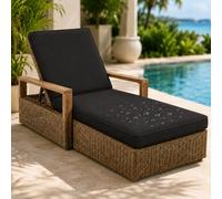 Waterproof Repment Cushs for s 2 Sect Black Cush Set with Removable Covers & Anti Slip Str for Garden Sunbeds 193x56x6cm