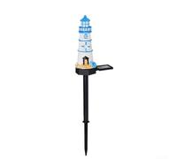 Waterproof Resin Solar Lighthouse LED Lights for Garden and Outdoor Use, Sensor Activated AutomaticFor from Dusk to Dawn, Energy Efficient 8 10 Hour Illumination (blue)