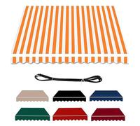 Waterproof Retractable Awning Fabric Replacement6.5x3.5m Striped Sun Shade Canopy Top Cover for Garden & Courtyard with Front ValanceDurable Polyester Material