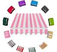 Waterproof Retractable Awning Replacement Fabric Heavy Duty Outdoor Sunshade Canopy Cover UV Protection Pink Stripes 3 x 2.5m (10 x 8ft) for Patios