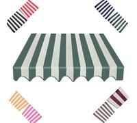 Waterproof Retractable Patio Awning Fabric - Green Stripe Canvas Sun Shade Cover for Deck & Windows 7m x 2m (23 x 6.5ft) - Outdoor Canopy Replacement Cloth