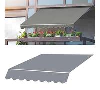 Waterproof Retractable Patio Awning Replacement - 19.6x4.9ft Gray Shade Cover, Durable 280g Polyester Outdoor Canopy for Balcony, Porch, Deck, and Window.