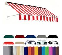 Waterproof Retractable Patio Canopy Replacement Fabric, 14x10ft Red & White Polyester Sunshade for Outdoor Deck, Yard, Balcony, Door & Window Shelter