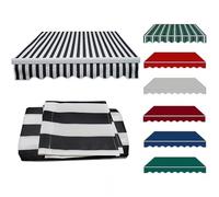 Waterproof Retractable Patio Canopy Replacement Fabric280g Polyester Shelter Canvas for Doors & Windows 19.6x4.9ft Black & White Awning with Valance