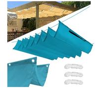 Waterproof Retractable Wave Sun Shade Sail UV Block Outdoor Canopy for Pergola Patio Garden Deck Lawn Carport 1x15m Blue Awning with Rope