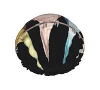 Waterproof Reusable Colorful Parrots On Tree Print Shower Cap,Double Layer Elastic Bath Cap,Large Shower Bonnet For Women Long Hair