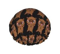 Waterproof Reusable Jumping Boar Animation Print Shower Cap,Double Layer Elastic Bath Cap,Large Shower Bonnet For Women Long Hair