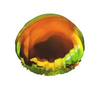 Waterproof Reusable Lovely Tree Frogs Print Shower Cap,Double Layer Elastic Bath Cap,Large Shower Bonnet For Women Long Hair