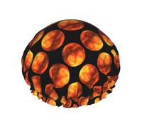 Waterproof Reusable Mars Planet Print Shower Cap,Double Layer Elastic Bath Cap,Large Shower Bonnet For Women Long Hair