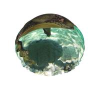 Waterproof Reusable Sea Turtle. Print Shower Cap,Double Layer Elastic Bath Cap,Large Shower Bonnet For Women Long Hair