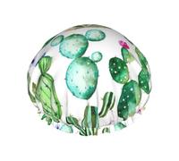 Waterproof Reusable Tropical Cactus Tree Flower Print Shower Cap,Double Layer Elastic Bath Cap,Large Shower Bonnet For Women Long Hair