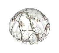 Waterproof Reusable White Tree Camo Print Shower Cap,Double Layer Elastic Bath Cap,Large Shower Bonnet For Women Long Hair