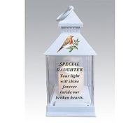 Waterproof Robin Memorial Graveside Lantern with LED Candle (Daughter)