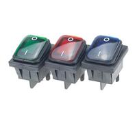 Waterproof Rocker Switches, 1pc 27x22mm ON-OFF Rocker Switch 12V/220V 4Pin DPST IP67 Waterproof KCD4-201-3 Multicolor(Red,220V)