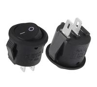 Waterproof Rocker Switches, 2-pin ON-OFF KCD1 Micro Round Rocker Switch For Car Boat Multicolor Multi-Pack(2Pin Black,100PCS)
