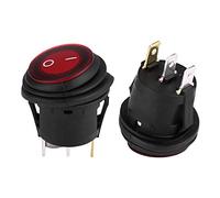 Waterproof Rocker Switches, LED Toggle Switch, 12V Round Red 3 Pin On Off Switch for Cars, Boats, Trucks, RVs, Jet Skis, Campers, Carts
