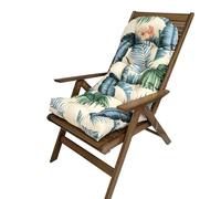 Waterproof Rocking Chair Cushion - High Back Non-Slip Adirondack Pad with Ties, Foldable, Sun Protection for Outdoor Garden Seating (Color: Black)