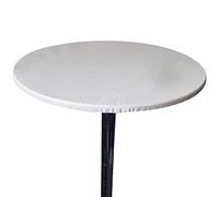 Waterproof Round Elastic Tablecloth Non-Slip Leather Table Cover for Home Patio Kitchen & Parties - White 130cm Diameter