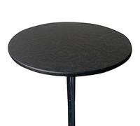 Waterproof Round Table Cover Elastic Edge Non-Slip Tablecloth for Home Patio Parties Kitchen - Black 140cm Diameter