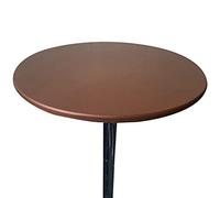 Waterproof Round Table Cover with Elastic Edges Non-Slip Tablecloth for Home Patio Kitchen Parties - Coffee Color 130cm Diameter