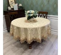 Waterproof Round Tablecloth with Macrame EdgingEasy to Clean Dining Table Cover for Kitchen Home and EventsStylish Protection for Your Table